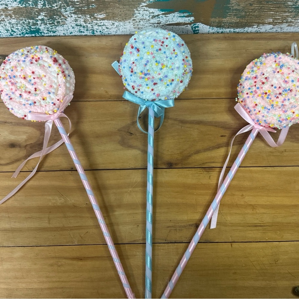 Bundle of 3 Colorful Pink and Blue LolliPop Decorations